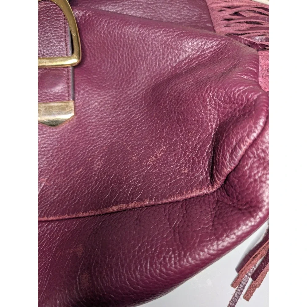 GILI Got It Love It Leather Stirrup Fringe Hobo Bag Oxblood Burgundy w Dust Bag